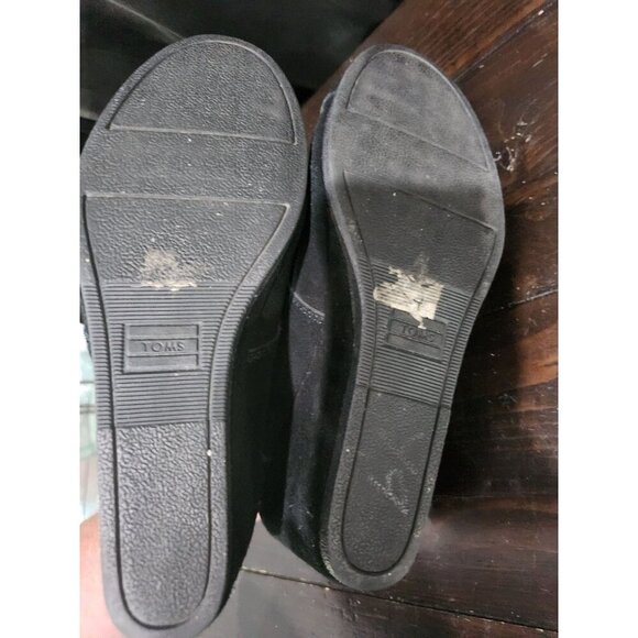 Toms Women's Black Suede Desert Wedge Lace-Up Bootie Sz. 8 - Picture 9 of 9